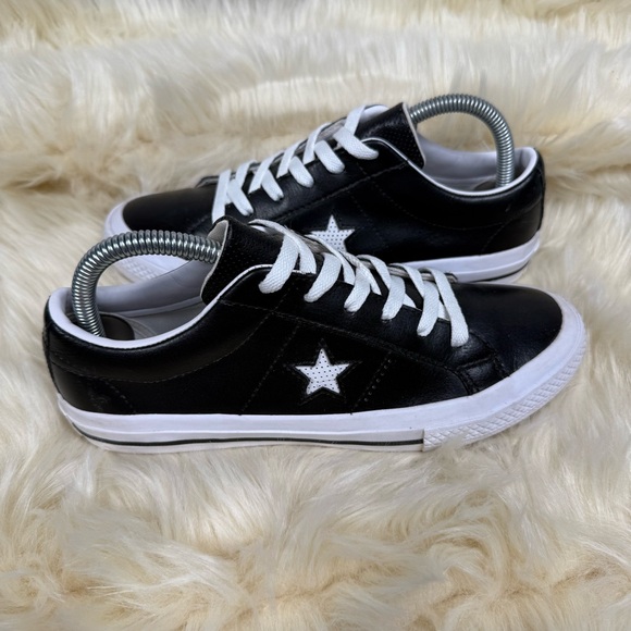 Converse All Star Chuck Taylor Black Leather One Star Sneakers - Picture 1 of 9